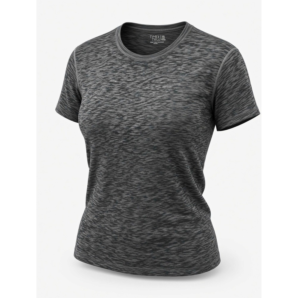 Time and Tru Heather Gray Soft Knit T-Shirt XL (16-18) Short Sleeve Crewneck